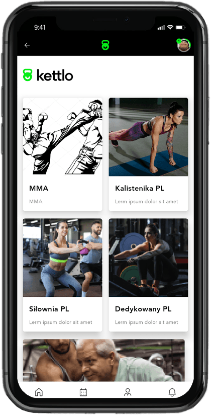 mobile phone showing wide range of workouts available in app